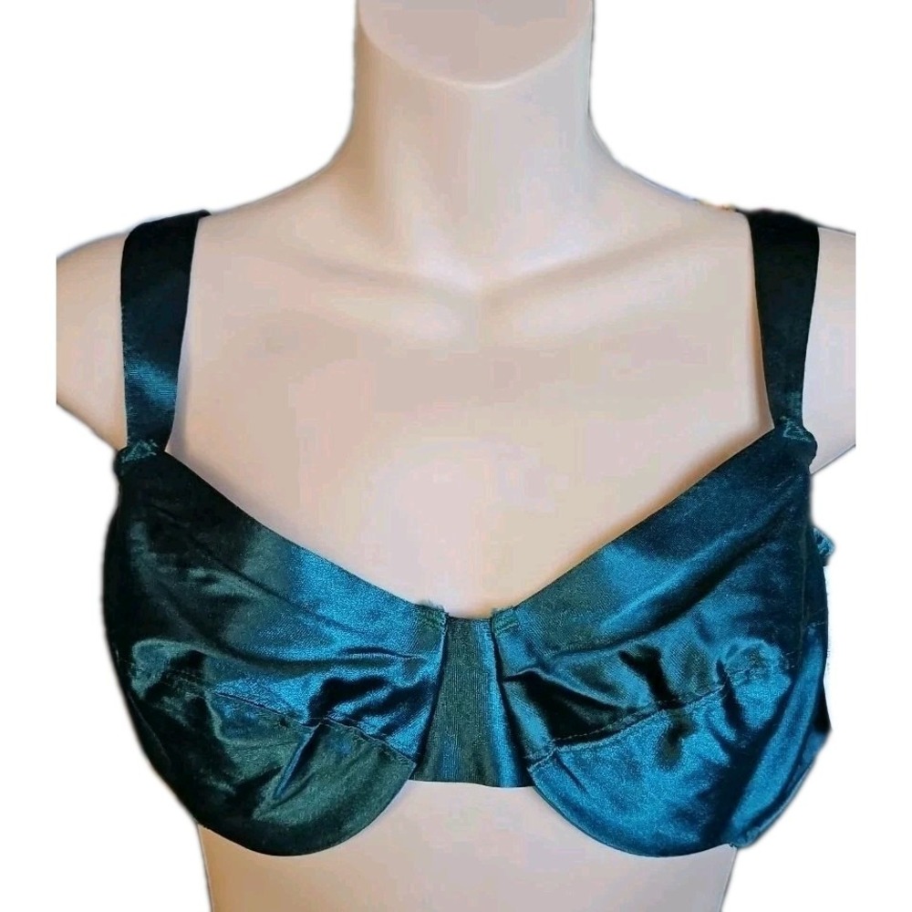 Vintage NWT Shiny Satin Bra 36B‎ Evergreen Color Style 0662 Deadstock